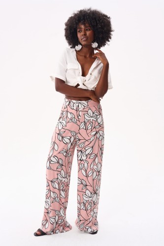 Spodnie Damskie Queen BS Kwiaty P. Róż