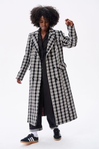 Płaszcz Damski Amber 2 BS Krata Czarny / Biały