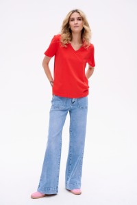 T-shirt Damski Mango Plus Size Czerwony