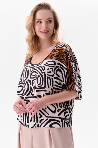 Bluzka Damska Portines Ecru / Black