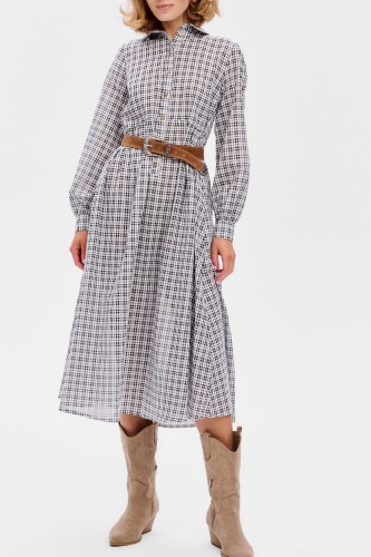 Sukienka Kora Check Ecru / Black