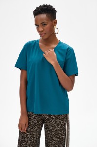 T-shirt Damski Mango Petrol