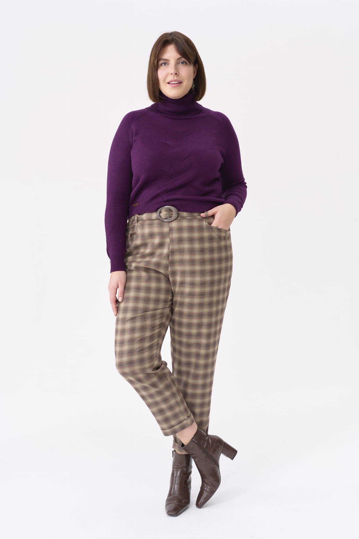 Spodnie damskie Loan plus size karata brąz (6).jpg